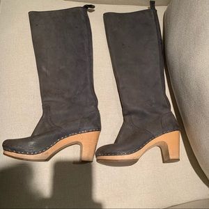 Swedish Hasbeens Grey Clog Boot 36